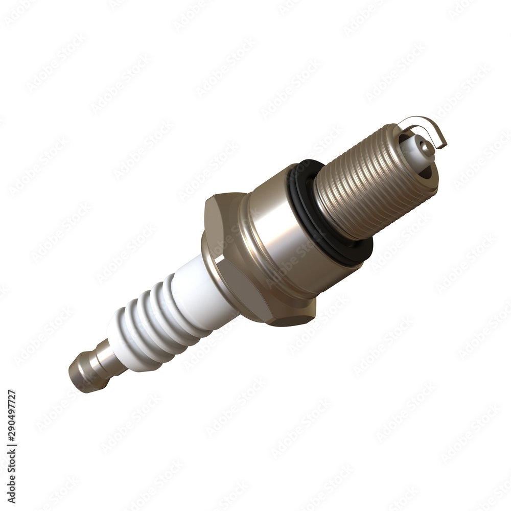 car spark plug used for ignition, Spark plug after use, isolate on white background, made form steel, ceramic, aluminum. 3D rendering of excellent quality in high resolution car spark plug used for ignition, Spark plug after use, isolate on white background, made form steel, ceramic, aluminum. 3D rendering of excellent quality in high resolution