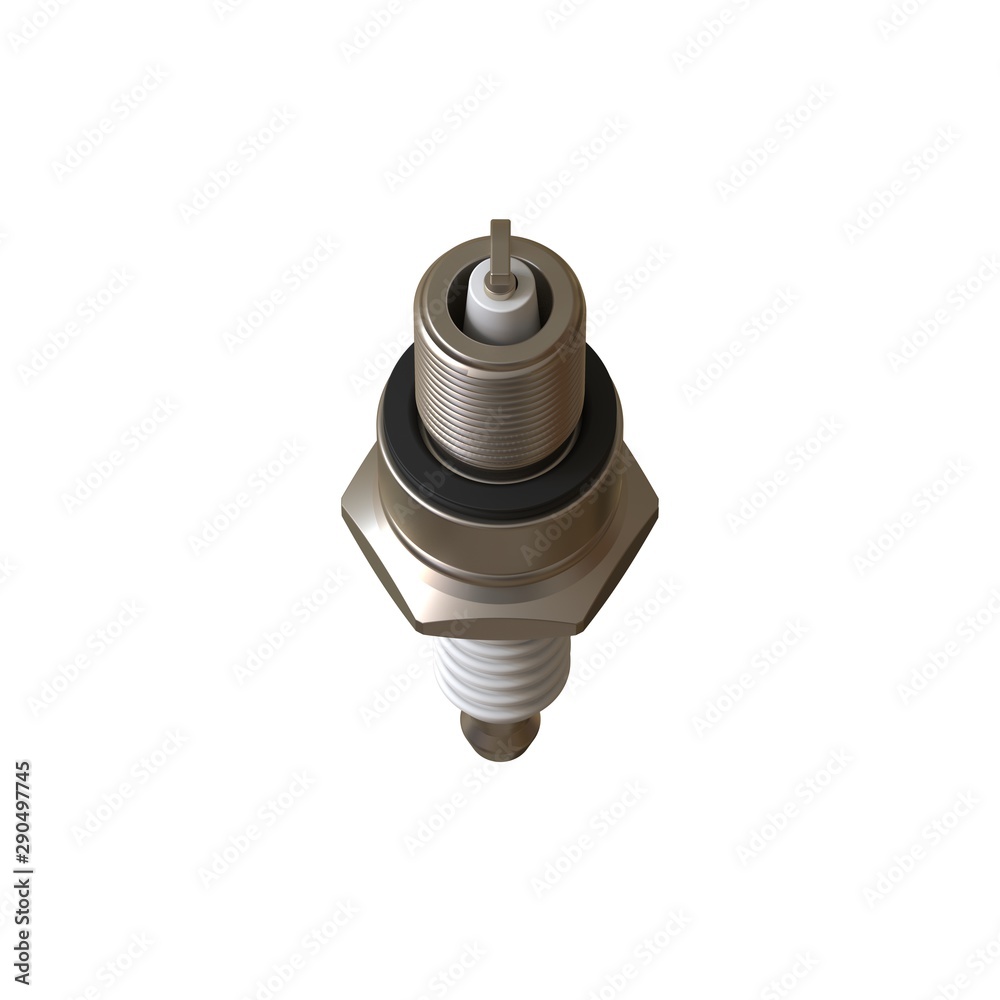 car spark plug used for ignition, Spark plug after use, isolate on white background, made form steel, ceramic, aluminum. 3D rendering of excellent quality in high resolution car spark plug used for ignition, Spark plug after use, isolate on white background, made form steel, ceramic, aluminum. 3D rendering of excellent quality in high resolution
