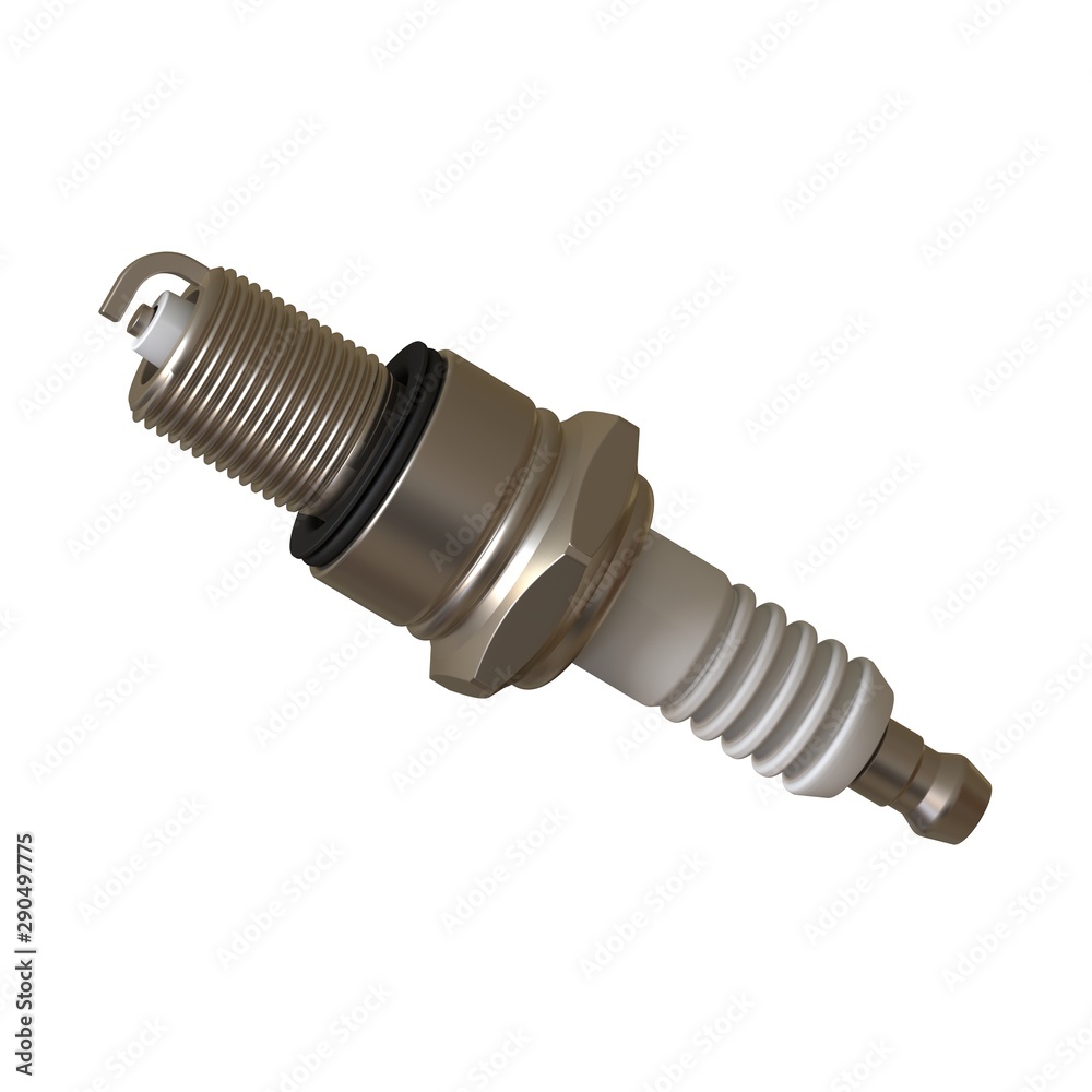 car spark plug used for ignition, Spark plug after use, isolate on white background, made form steel, ceramic, aluminum. 3D rendering of excellent quality in high resolution car spark plug used for ignition, Spark plug after use, isolate on white background, made form steel, ceramic, aluminum. 3D rendering of excellent quality in high resolution
