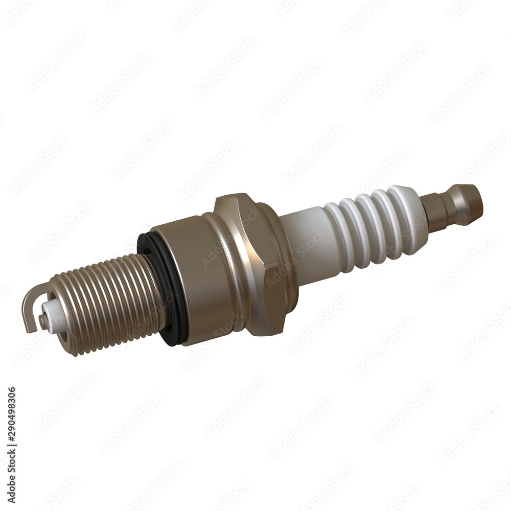 car spark plug used for ignition, Spark plug after use, isolate on white background, made form steel, ceramic, aluminum. 3D rendering of excellent quality in high resolution car spark plug used for ignition, Spark plug after use, isolate on white background, made form steel, ceramic, aluminum. 3D rendering of excellent quality in high resolution