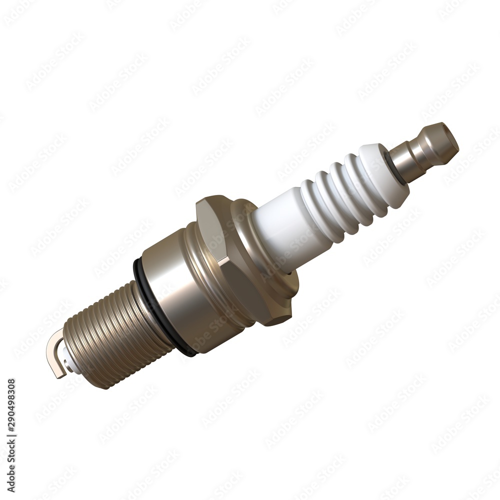 car spark plug used for ignition, Spark plug after use, isolate on white background, made form steel, ceramic, aluminum. 3D rendering of excellent quality in high resolution car spark plug used for ignition, Spark plug after use, isolate on white background, made form steel, ceramic, aluminum. 3D rendering of excellent quality in high resolution