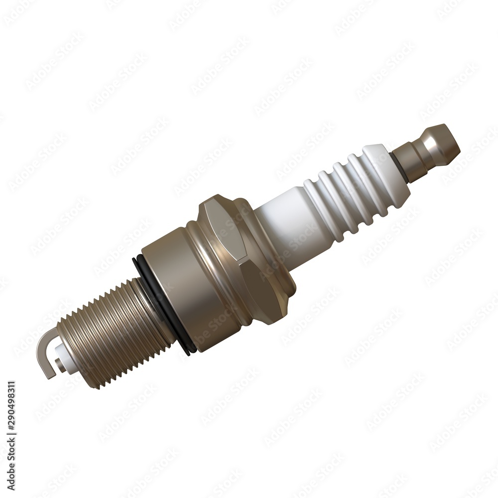 car spark plug used for ignition, Spark plug after use, isolate on white background, made form steel, ceramic, aluminum. 3D rendering of excellent quality in high resolution car spark plug used for ignition, Spark plug after use, isolate on white background, made form steel, ceramic, aluminum. 3D rendering of excellent quality in high resolution