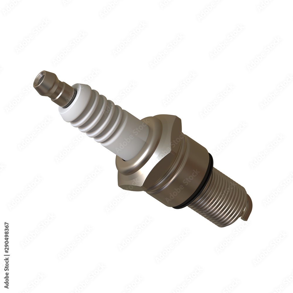 car spark plug used for ignition, Spark plug after use, isolate on white background, made form steel, ceramic, aluminum. 3D rendering of excellent quality in high resolution car spark plug used for ignition, Spark plug after use, isolate on white background, made form steel, ceramic, aluminum. 3D rendering of excellent quality in high resolution