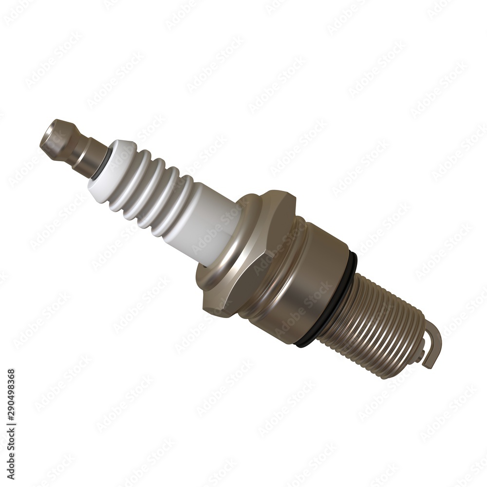 car spark plug used for ignition, Spark plug after use, isolate on white background, made form steel, ceramic, aluminum. 3D rendering of excellent quality in high resolution car spark plug used for ignition, Spark plug after use, isolate on white background, made form steel, ceramic, aluminum. 3D rendering of excellent quality in high resolution