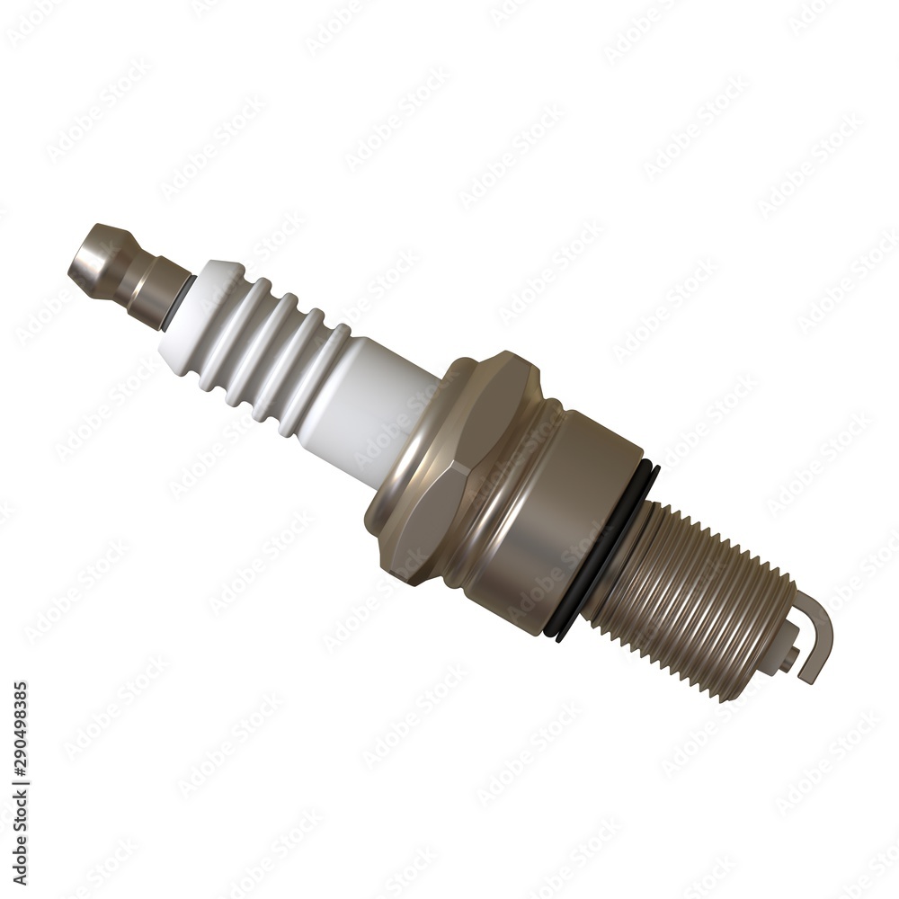 car spark plug used for ignition, Spark plug after use, isolate on white background, made form steel, ceramic, aluminum. 3D rendering of excellent quality in high resolution car spark plug used for ignition, Spark plug after use, isolate on white background, made form steel, ceramic, aluminum. 3D rendering of excellent quality in high resolution