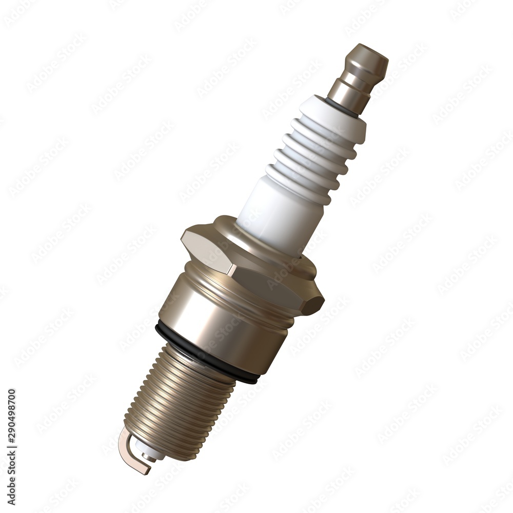car spark plug used for ignition, Spark plug after use, isolate on white background, made form steel, ceramic, aluminum. 3D rendering of excellent quality in high resolution car spark plug used for ignition, Spark plug after use, isolate on white background, made form steel, ceramic, aluminum. 3D rendering of excellent quality in high resolution