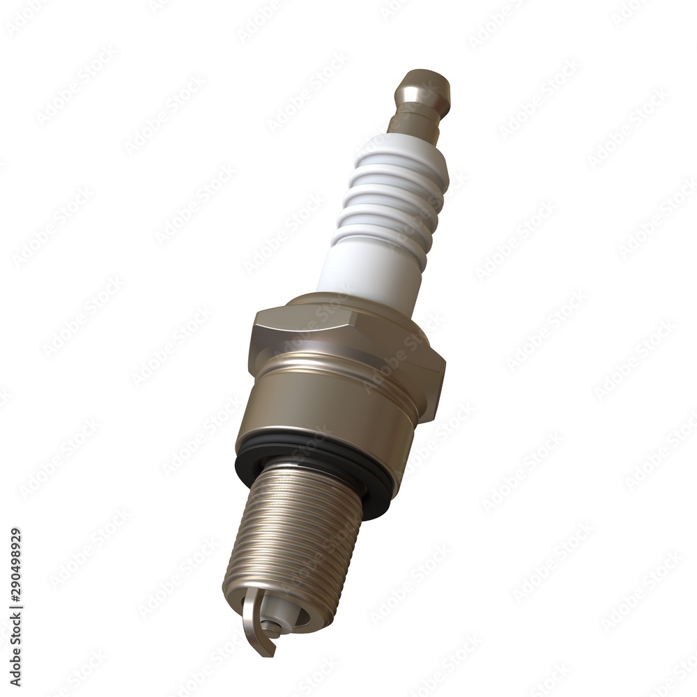 car spark plug used for ignition, Spark plug after use, isolate on white background, made form steel, ceramic, aluminum. 3D rendering of excellent quality in high resolution car spark plug used for ignition, Spark plug after use, isolate on white background, made form steel, ceramic, aluminum. 3D rendering of excellent quality in high resolution