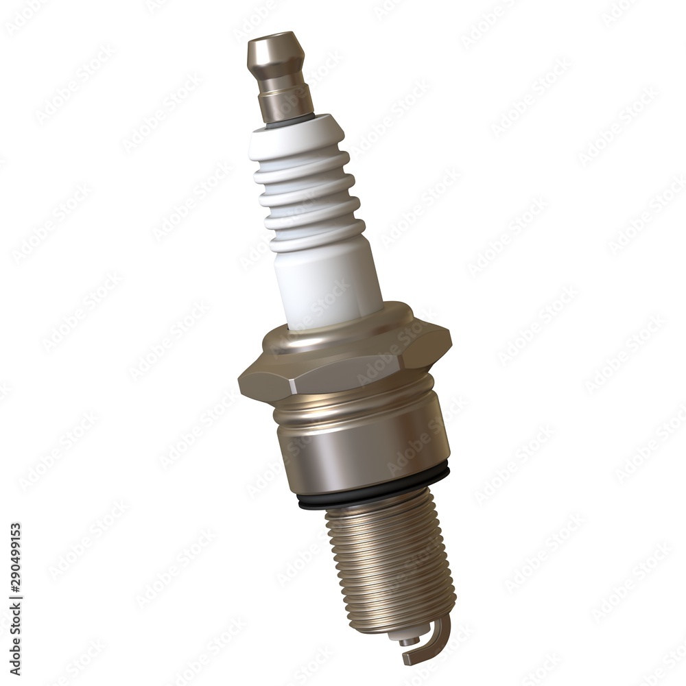 car spark plug used for ignition, Spark plug after use, isolate on white background, made form steel, ceramic, aluminum. 3D rendering of excellent quality in high resolution car spark plug used for ignition, Spark plug after use, isolate on white background, made form steel, ceramic, aluminum. 3D rendering of excellent quality in high resolution