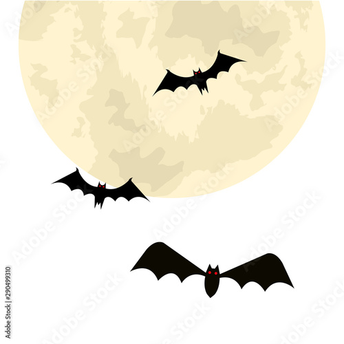 bats flying halloween with moon