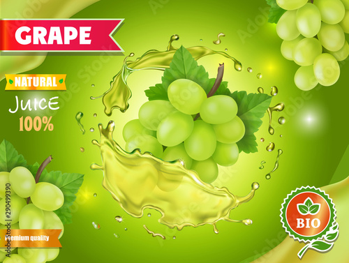 White sweet grapes natural juice advertising