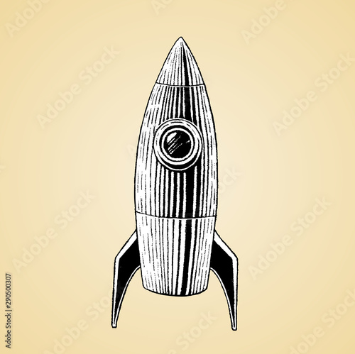 Ink Sketch of a Rocket with White Fill photo