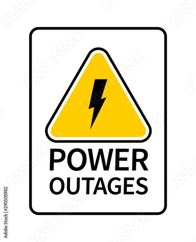 Power outage sign. Vector warning sign with lightning.