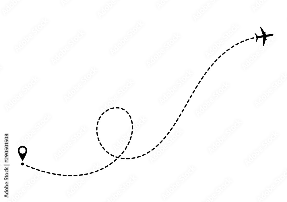 Airplane travel concept with map pins, GPS points. Aircraft route dotted lines. Tourism and travel. Tourist route by plane. Tracks traveler dotted lines. Airplane travel concept with map pins, GPS points. Aircraft route dotted lines. Tourism and travel. Tourist route by plane. Tracks traveler dotted lines.