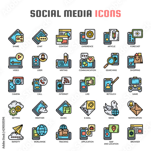 Social Media , Thin Line and Pixel Perfect Icons