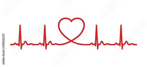 Ecg heart beat line with heart shape. Vector illustration icon. photo