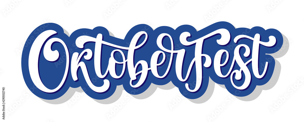Oktoberfest vector logo. Illustration with brush lettering typography isolated on white background. Festive design concept for Bavarian beer festival banner, poster, flyer, merch