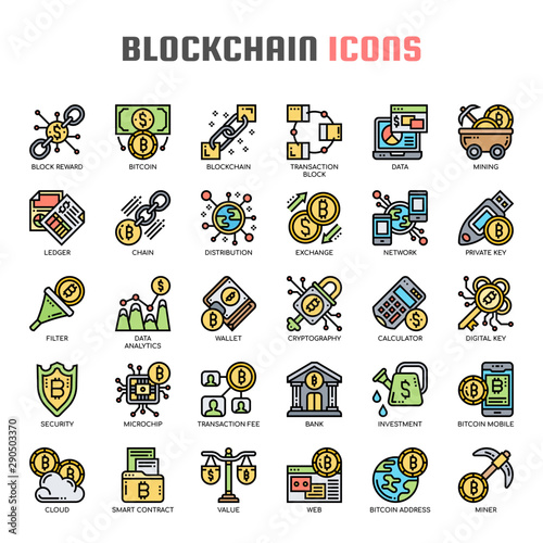 Blockchain , Thin Line and Pixel Perfect Icons