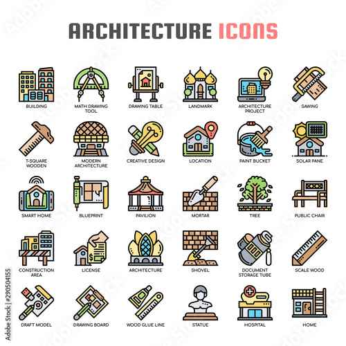 Architecture , Thin Line and Pixel Perfect Icons