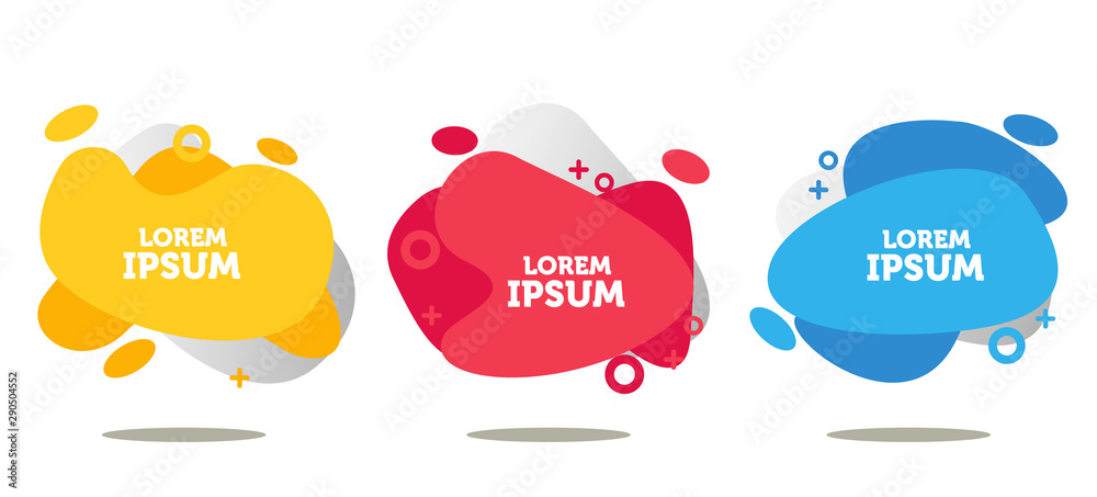 Modern abstract vector banner set. Flat geometric liquid form with various colors. Modern vector template, Template for the design of a logo, flyer or presentation