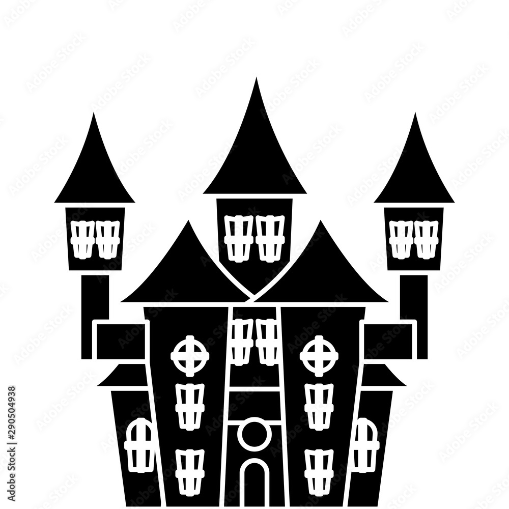 haunted castle halloween isolated icon