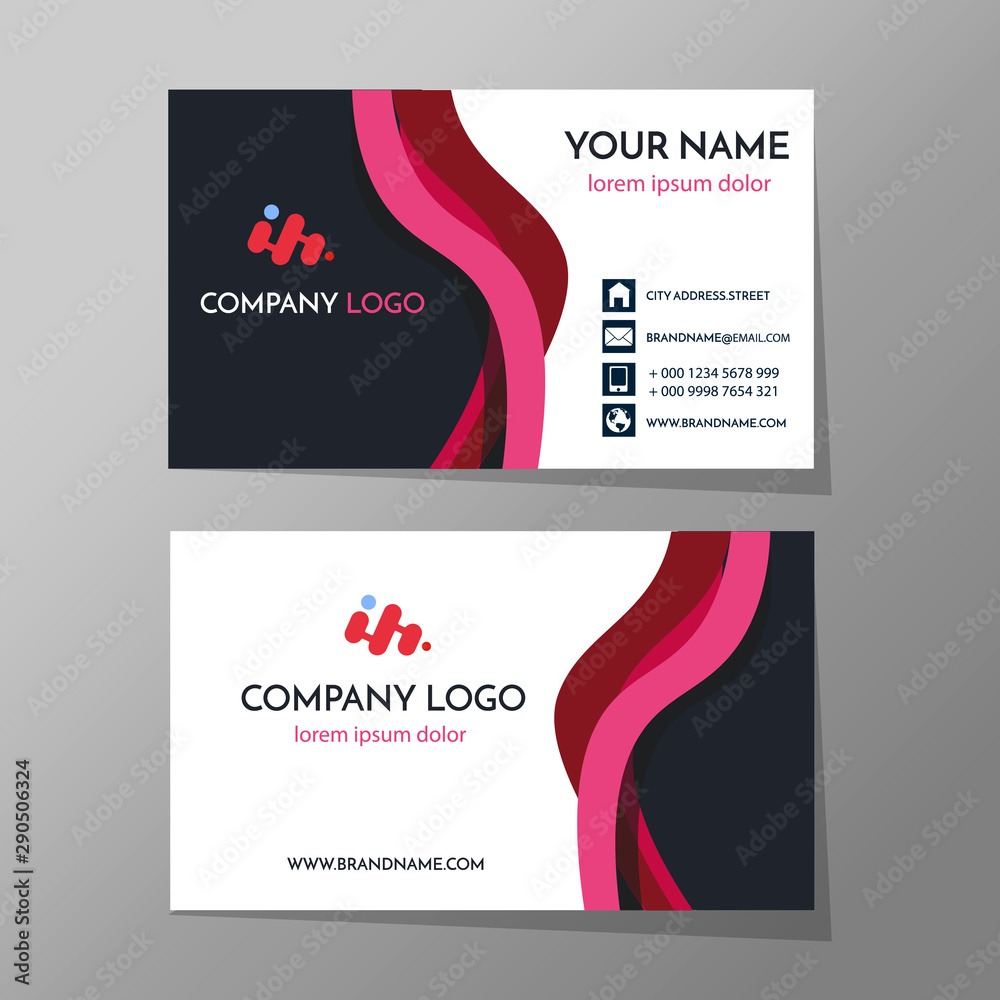 Naklejka premium Creative and Clean Business Card Template. Flat Design Vector Illustration. Stationery Design EPS