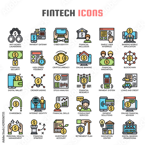 Fintech , Thin Line and Pixel Perfect Icons