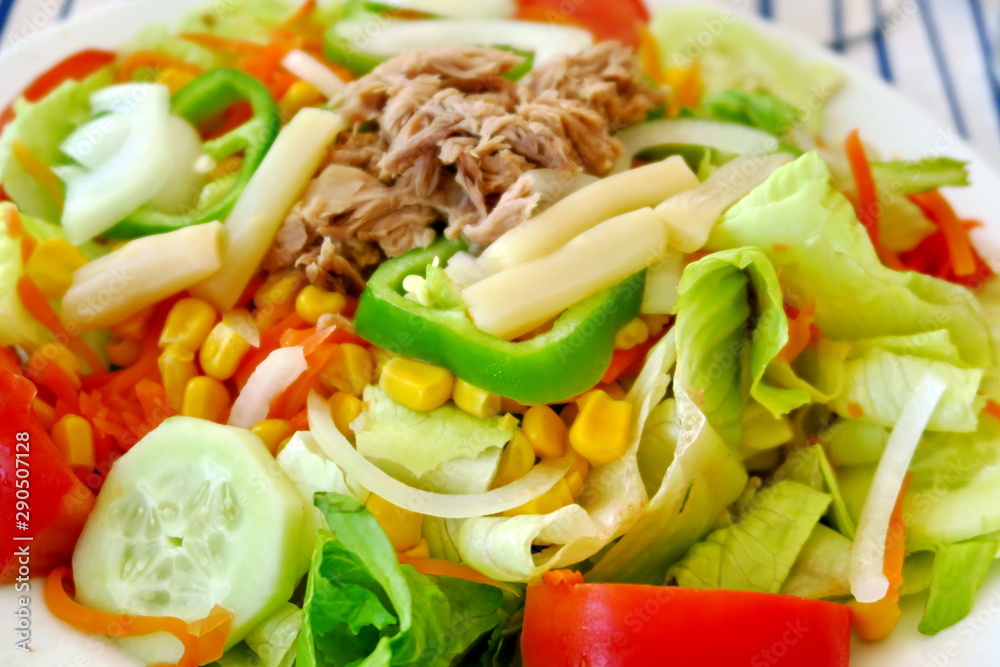 salade de crudités : mais, thon,poivron, laitue, asperges... salade de crudités : mais, thon,poivron, laitue, asperges...