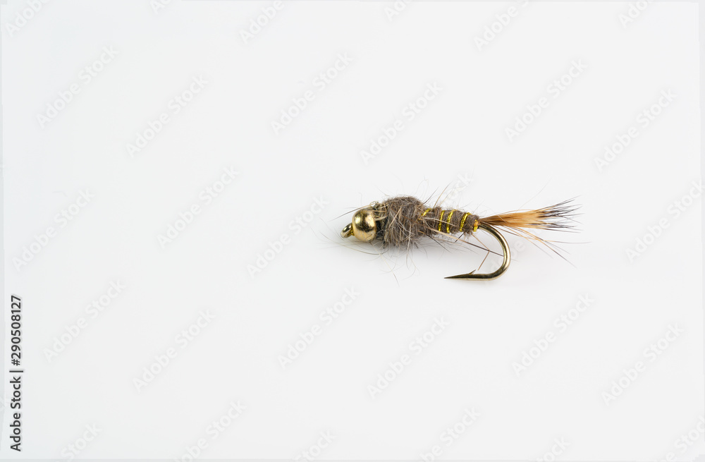 Wet Fly Fishing Nymph Gold Ribbed Hares Ear with brass bead head
