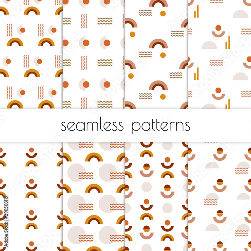 Set of geometric abstract seamless vector patterns.