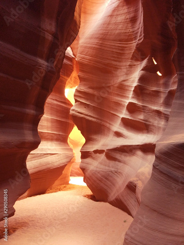 The colorful interior of the narrow walls of the winding Antelope Canyon in Navajo Tribal Park, near Page Arizona.