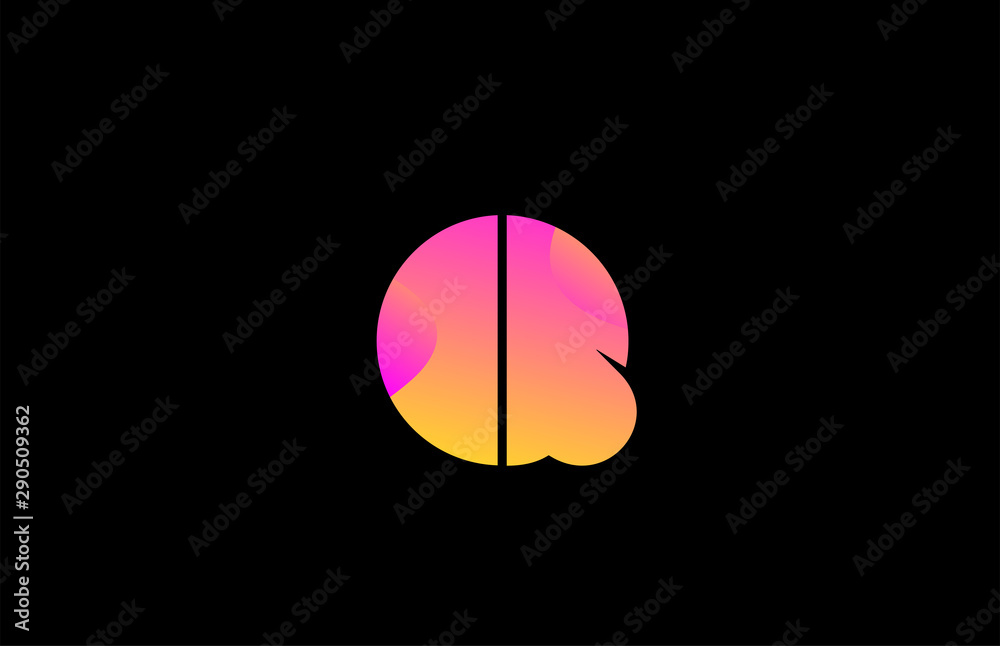 pink alphabet letter Q for company logo icon design