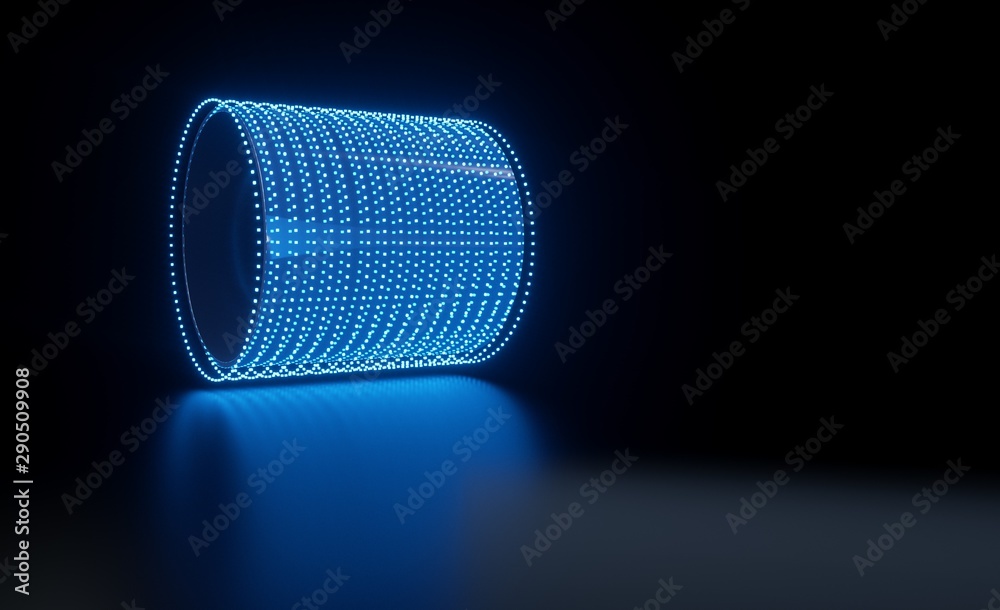 Abstract Round Blue Bulbs Neon Lightning, Background - 3D Illustration Abstract Round Blue Bulbs Neon Lightning, Background - 3D Illustration