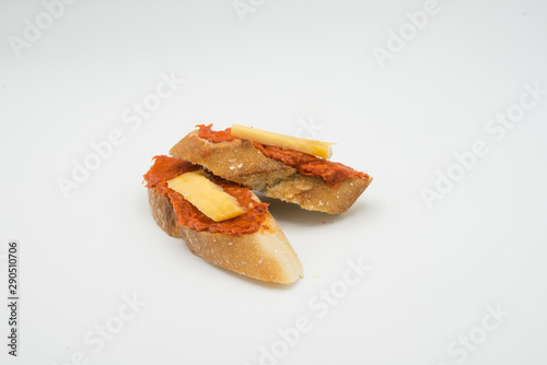 Sobrasada with bread and parmesan typical mallorca spain photo