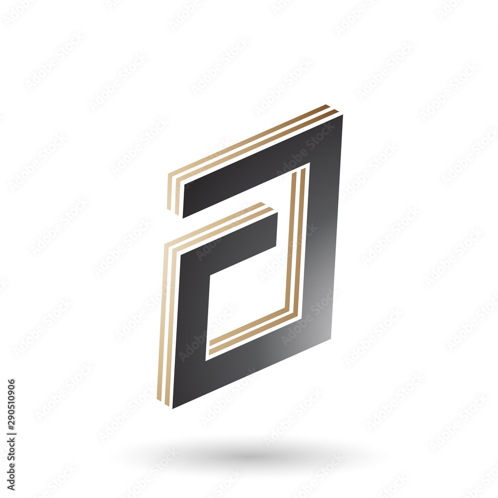 Beige and Black Rectangular Layered Letter A Beige and Black Rectangular Layered Letter A