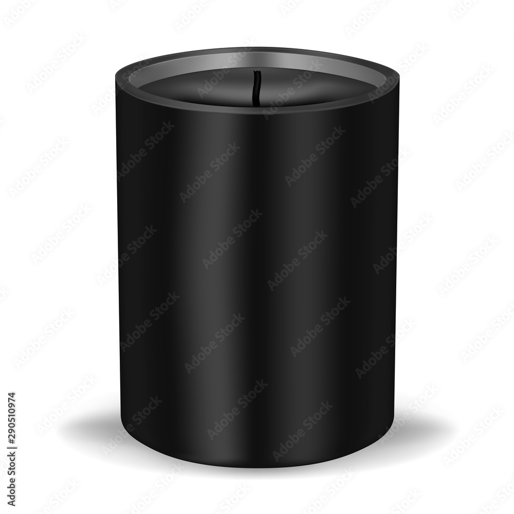Black candle isolated on white background, vector illustration - obrazy, fototapety, plakaty 