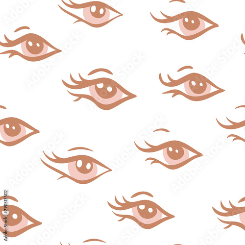 Vector Cute Elephant Eyes in Soft Beiges seamless pattern background.