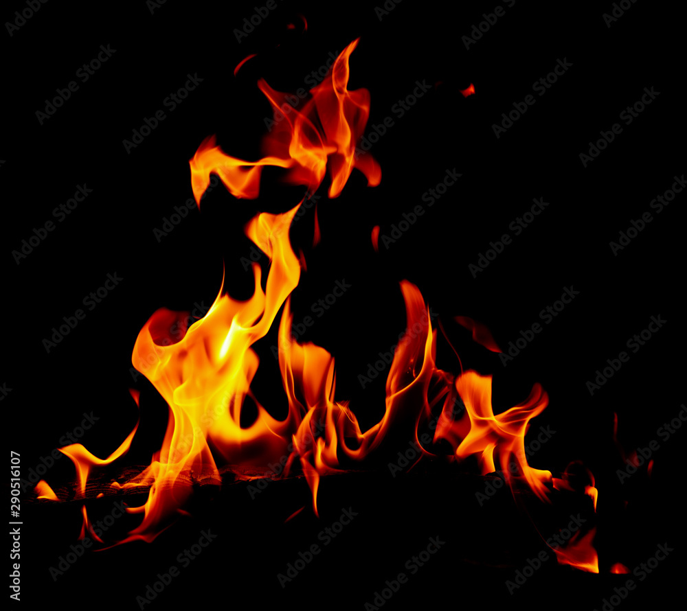 Fototapeta premium Flame of fire on a black background