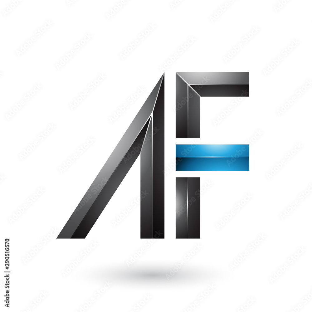 Black and Blue Glossy Letters of A and F Illustration Black and Blue Glossy Letters of A and F Illustration