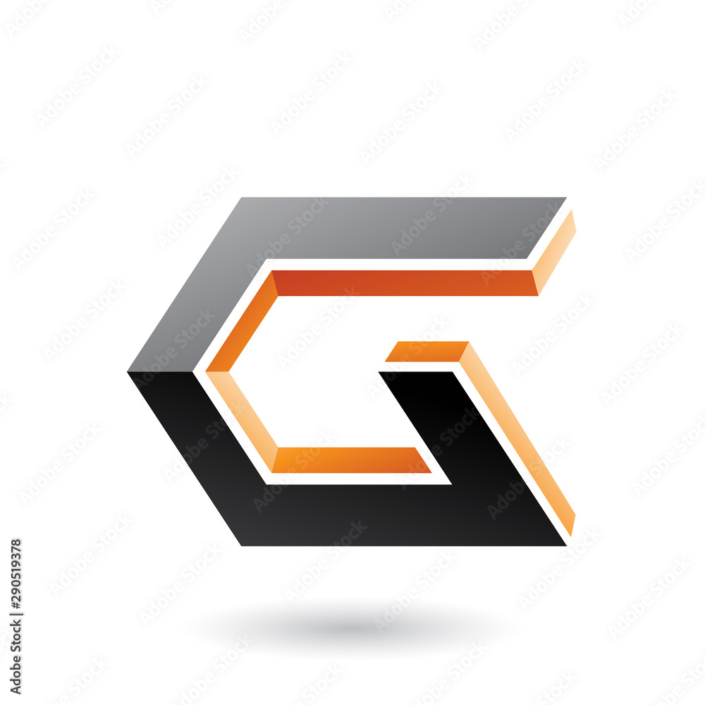 Black and Orange 3d Angled Icon for Letter G Illustration Black and Orange 3d Angled Icon for Letter G Illustration