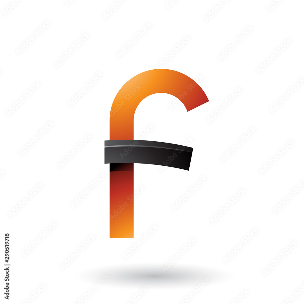 Black and Orange Bold Curvy Letter F Illustration Black and Orange Bold Curvy Letter F Illustration