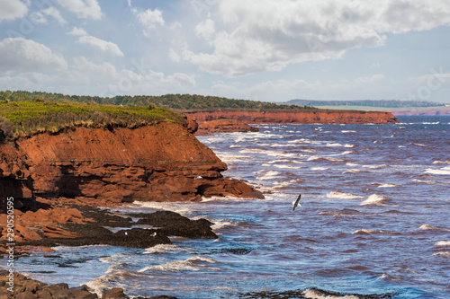 Sandstone cliffs along the north shore of Prince Edward Island, Canada in PEI National Park.