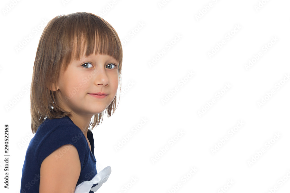 Little girl posing in the studio. Close-up. Little girl posing in the studio. Close-up.