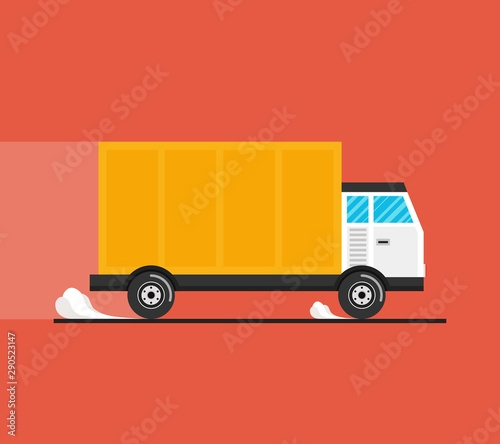 Concept of the shipping service. Truck van of delivery rides at high speed. Flat vector illustration. © Art Alex