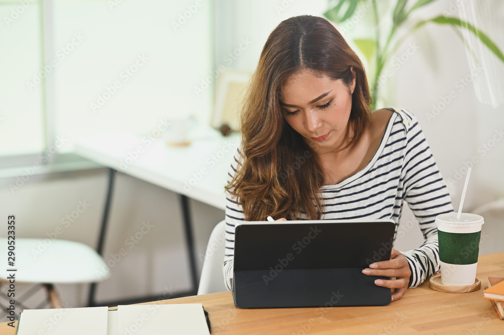 Creativity woman working with digital tablet. Creativity woman working with digital tablet.