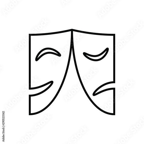 Theatrical masks graphic icons. Masks theatrical signs isolated on white background. Vector illustration