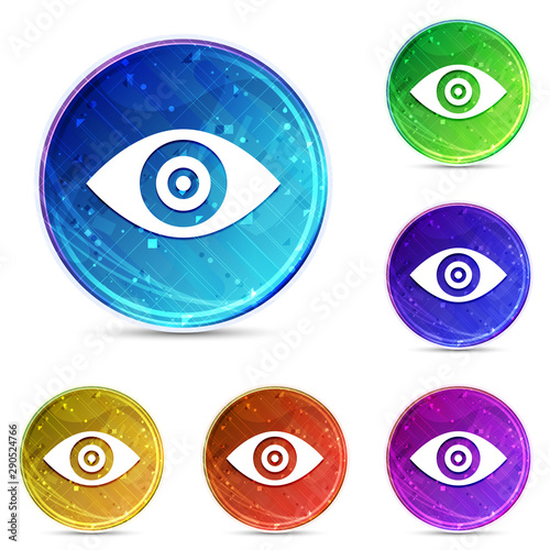 Eye icon digital abstract round buttons set illustration