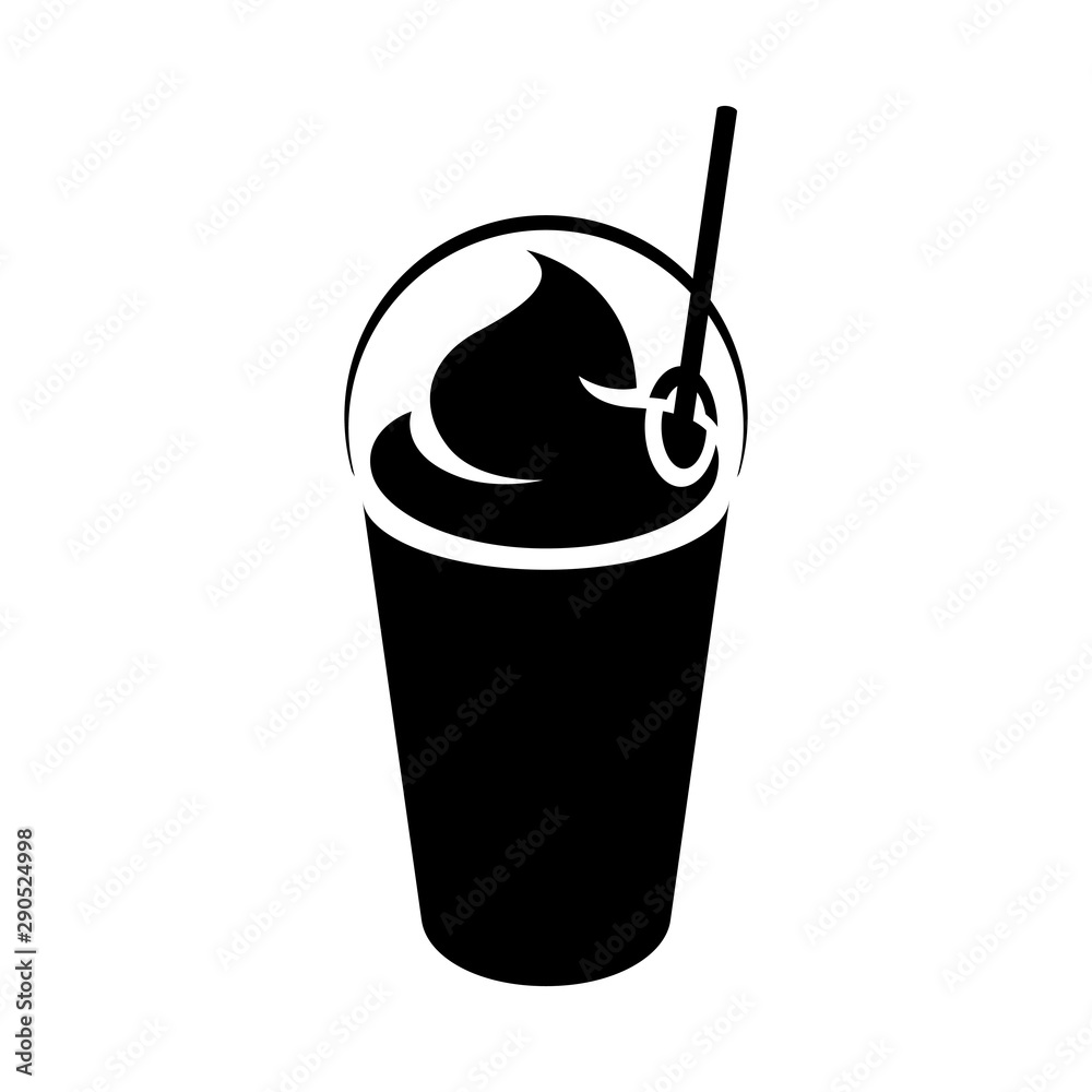 Black Milkshake with a Lid and Straw Icon isolated on a White Background Illustration Black Milkshake with a Lid and Straw Icon isolated on a White Background Illustration