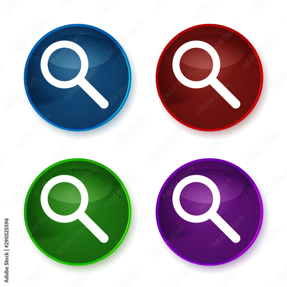 Magnifying glass icon shiny round buttons set illustration Magnifying glass icon shiny round buttons set illustration