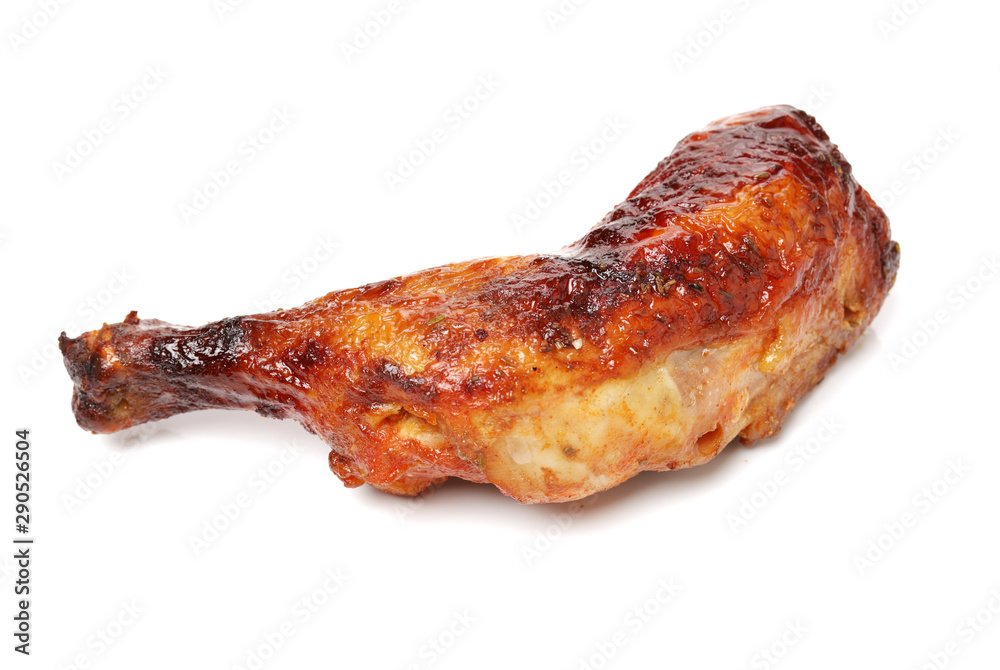 grilled chicken leg on white background grilled chicken leg on white background