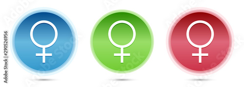 Female symbol icon glass round buttons set illustration